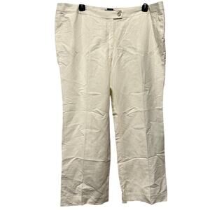 Talbots Plus Size 20 High Rise Petite Linen Work Heritage Pants Cream Neutral